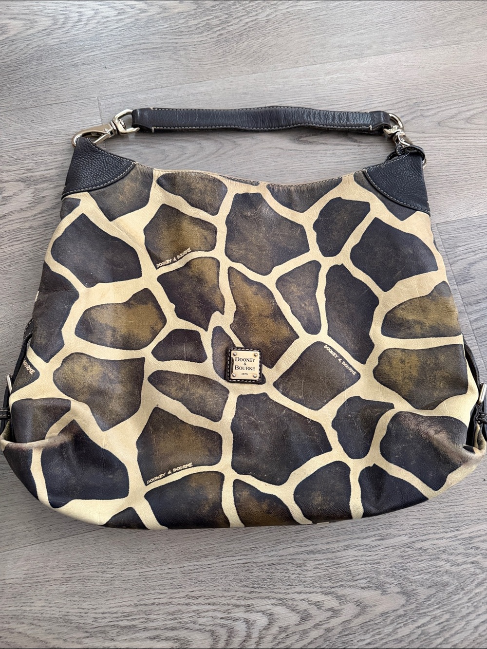Dooney & Bourke Giraffe-Print Shoulder Bag in Brown and Cream